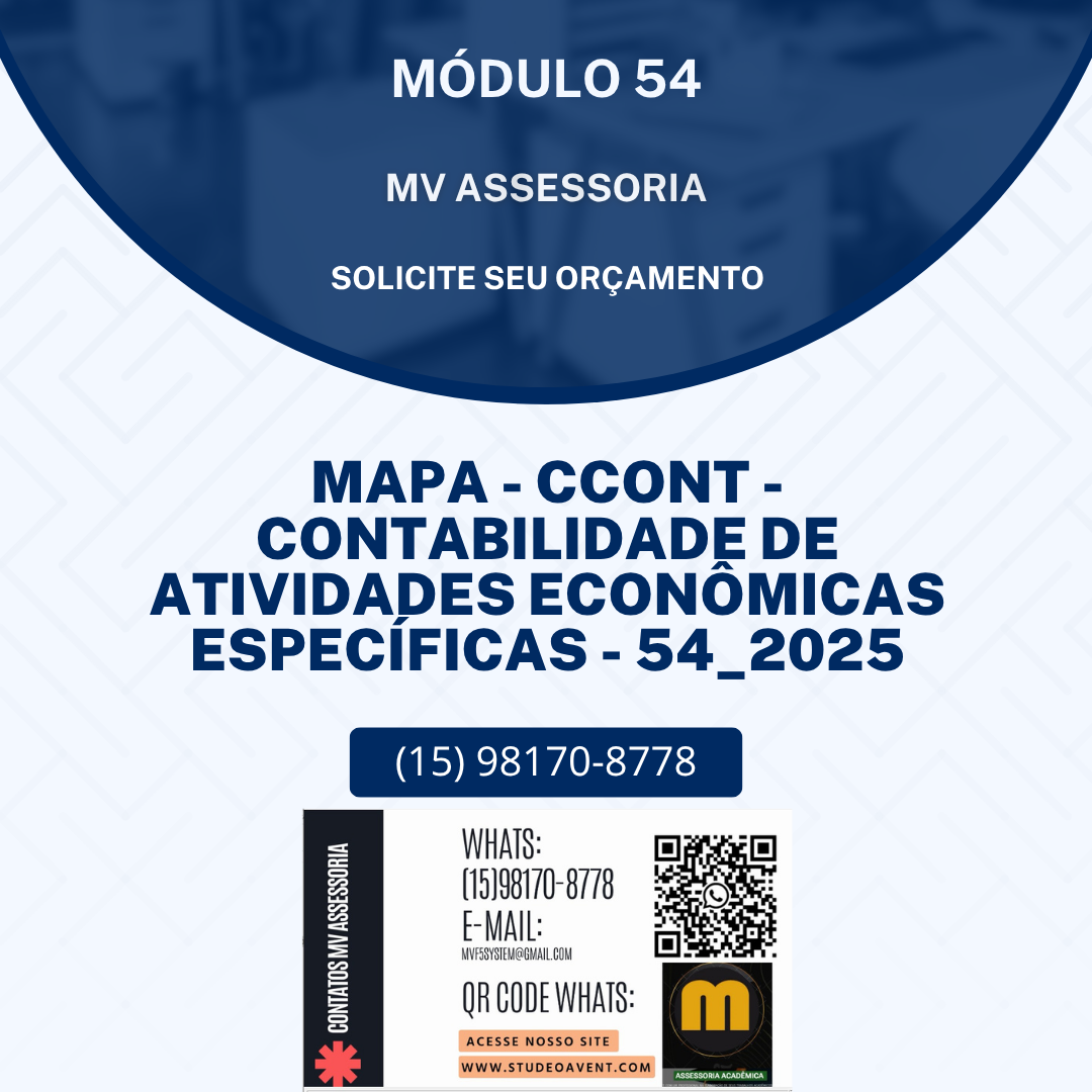 MAPA – CCONT – CONTABILIDADE DE ATIVIDADES ECONÔMICAS ESPECÍFICAS – 54_2025