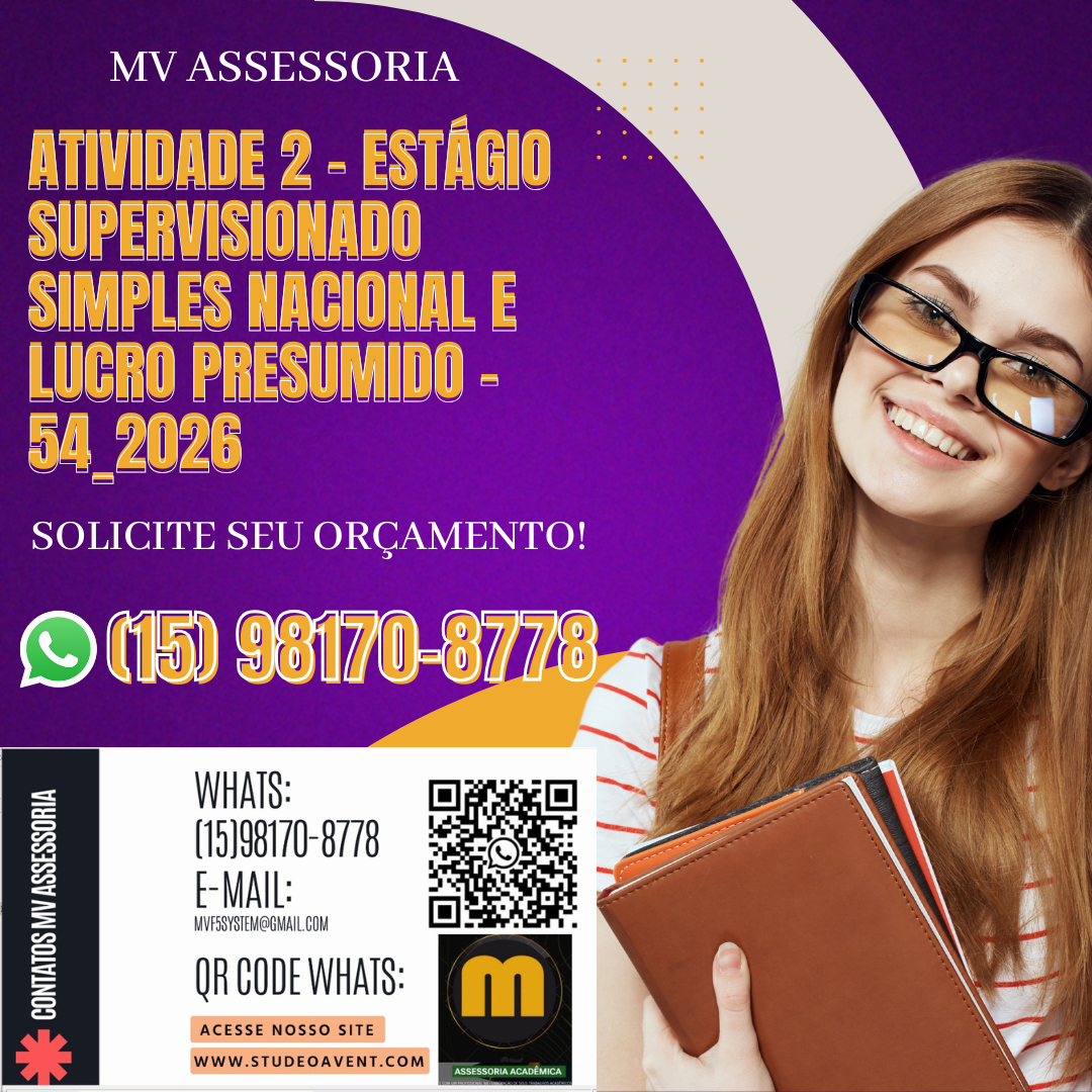 Baseando-se no enunciado (disponível no arquivo de resposta da atividade) e nas orientações das aulas de Estágio Supervisionado,